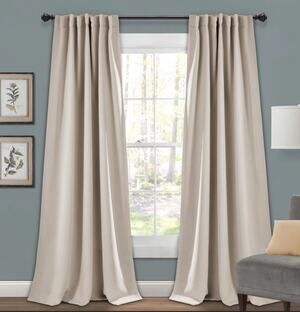 Set of Blackout Curtains 52 x 84 Insulated, Back Tabs, 2 Panels Wheat Tan NEW